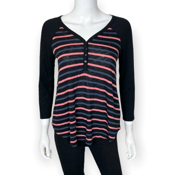 Anthropologie Splendid Mediterranean Striped Henley Top - sz XS - Picture 4 of 9